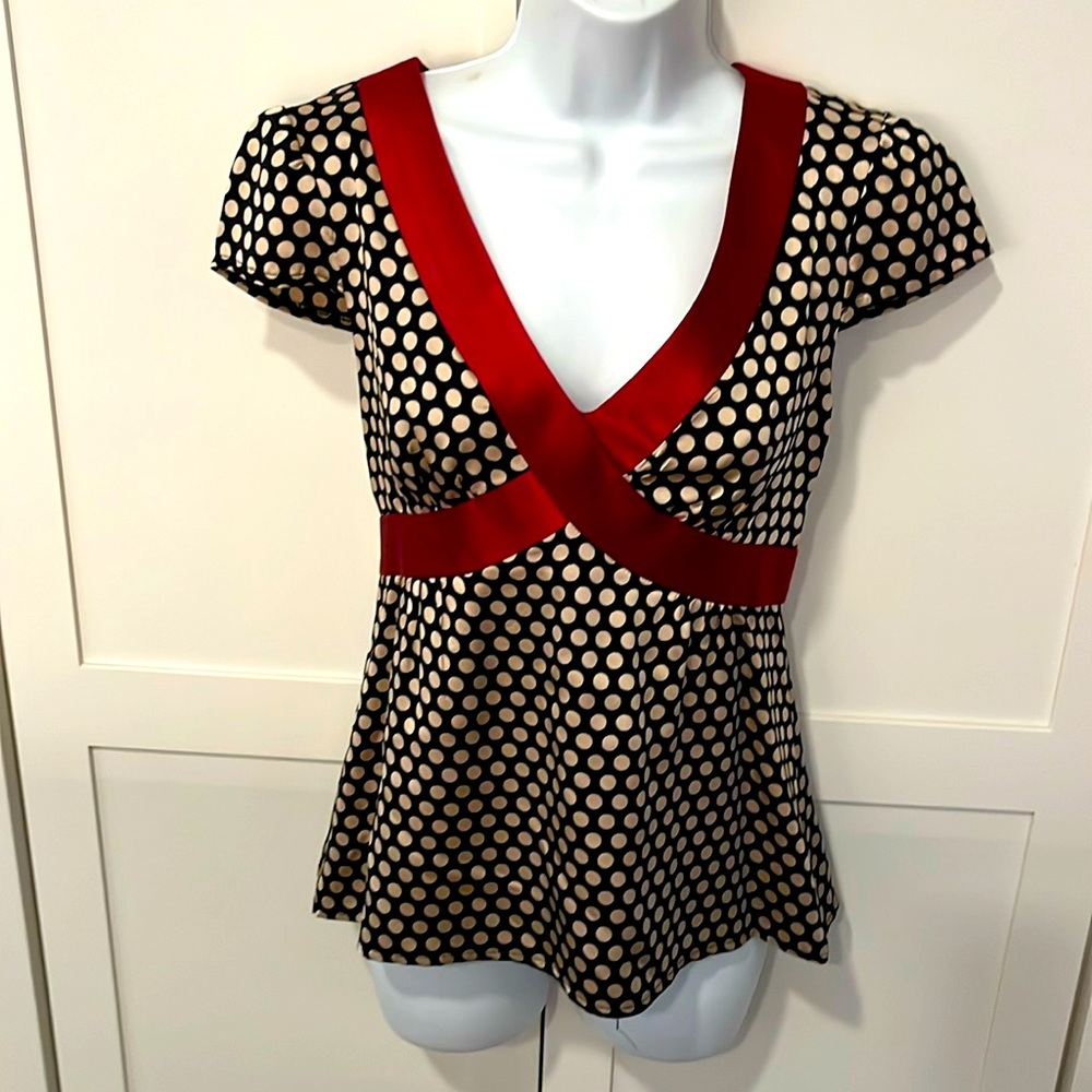 Nanette Lepore Silk Polka Dot Blouse 6